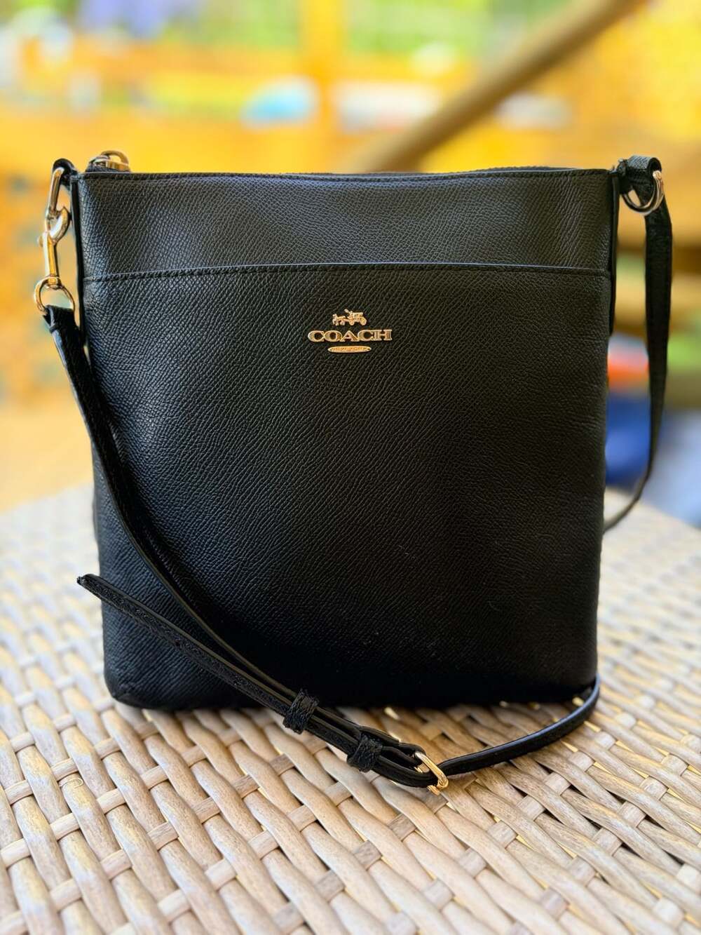 Coach Crossgrain Black Leather Kitt Messenger Crossbody Bag